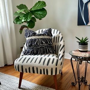 Navy Blue Fringe 20 x 20 Throw Pillow Cover